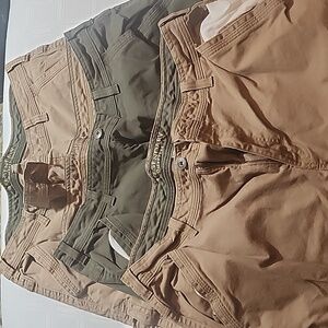 3 PAIRS Men's Khaki Chinos - Heavy Canvas Work Pants 2 Tan - 1 Olive Green